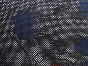 アンティーク　花模様織出し本場泥大島紬着物（5マルキ）